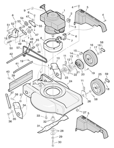 Mower Housing Assembly Diagram and Parts List for 20905X8C 1996 Briggs and Stratton Lawn Mower